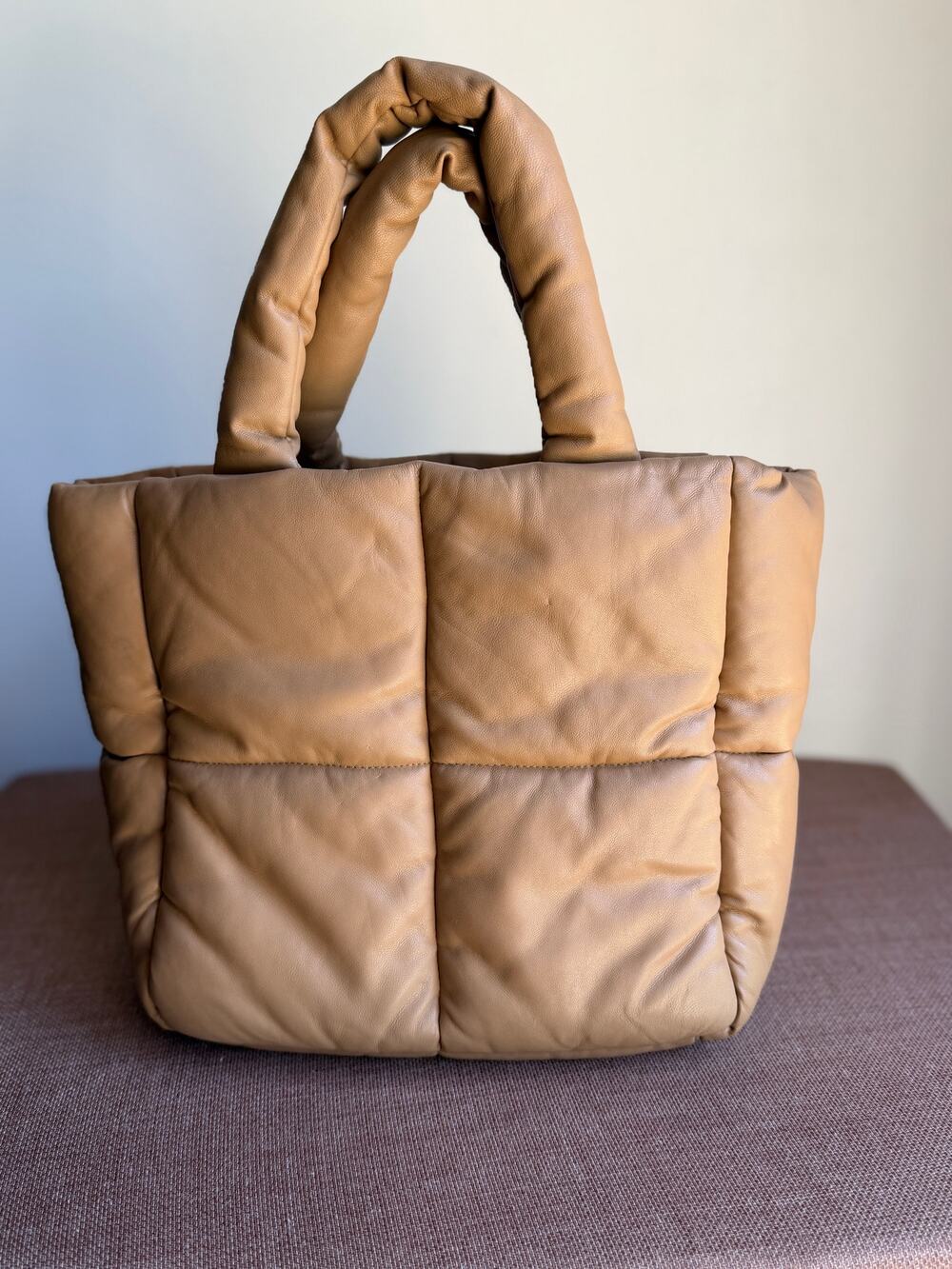 Stand Studio Rosanne Puffer Tote Camel Bag Fair Condition Retail $450